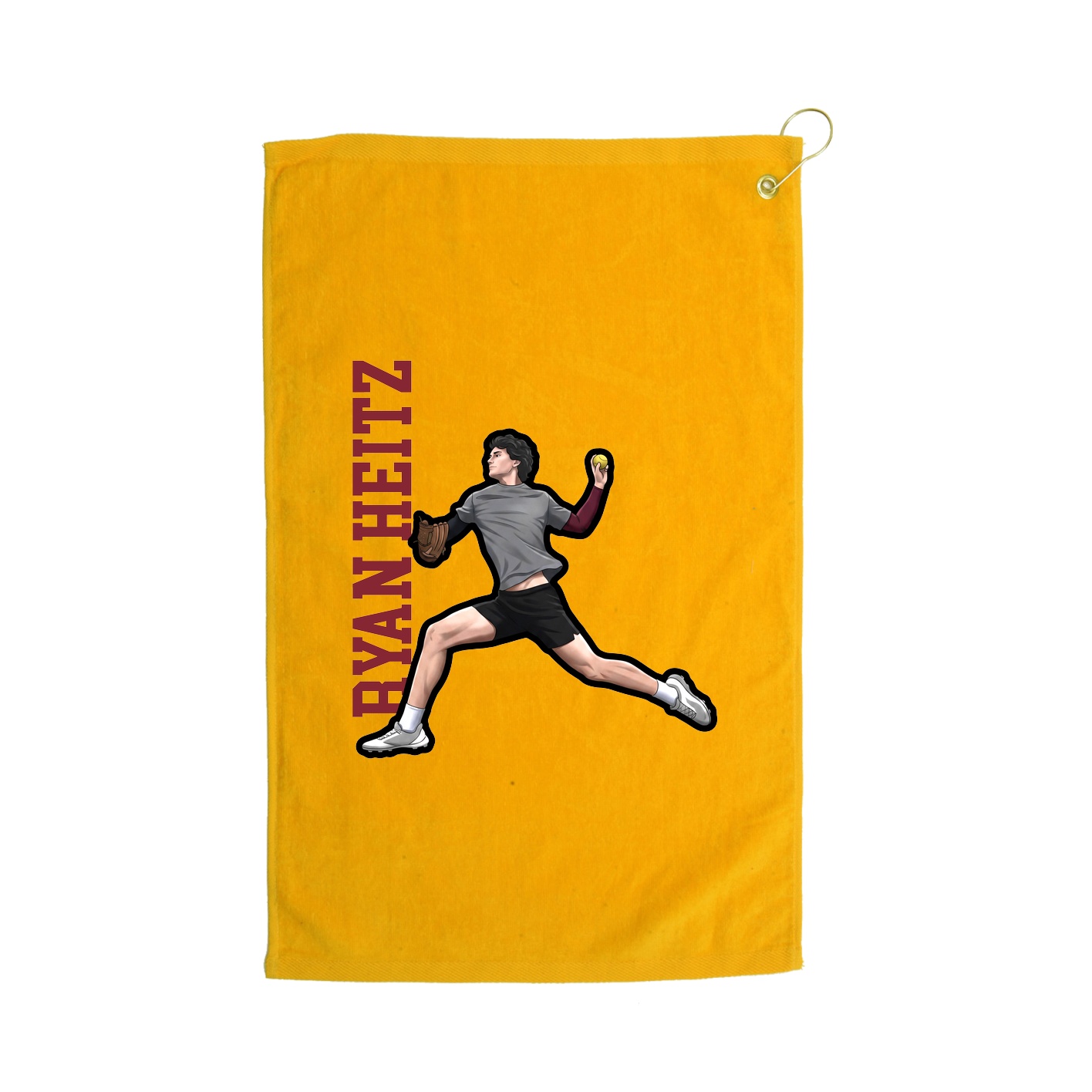 Golf Towel — Name Vertical in Gold