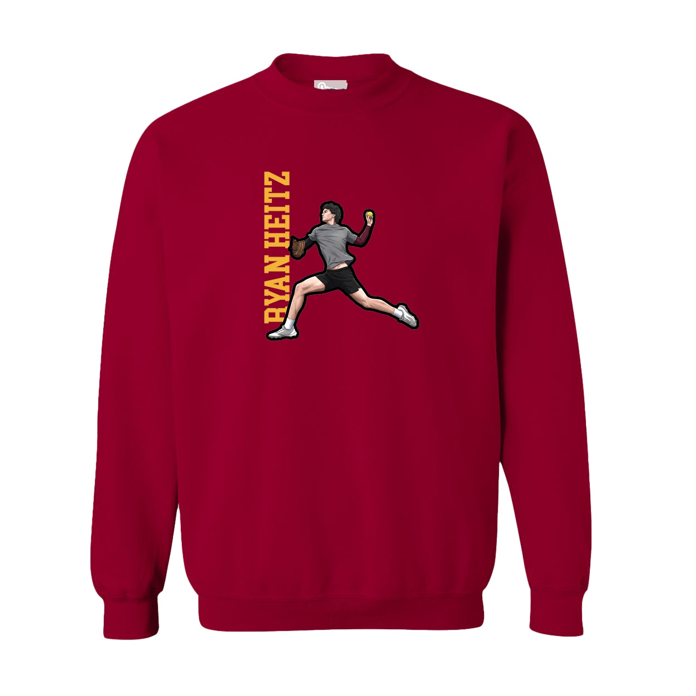 Fleece Crew — Name Vertical in Cardinal
