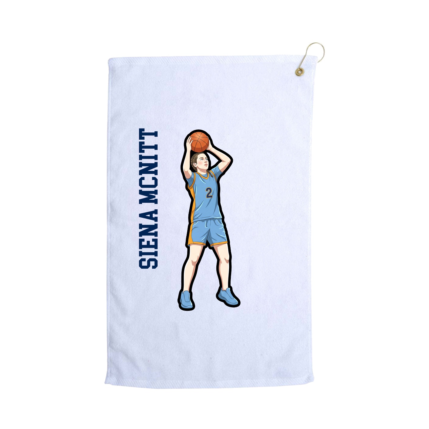Golf Towel — Name Vertical in White