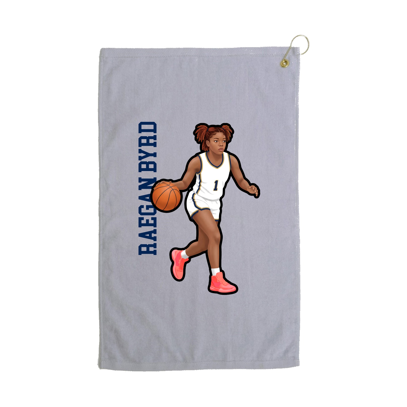 Golf Towel — Name Vertical in Grey