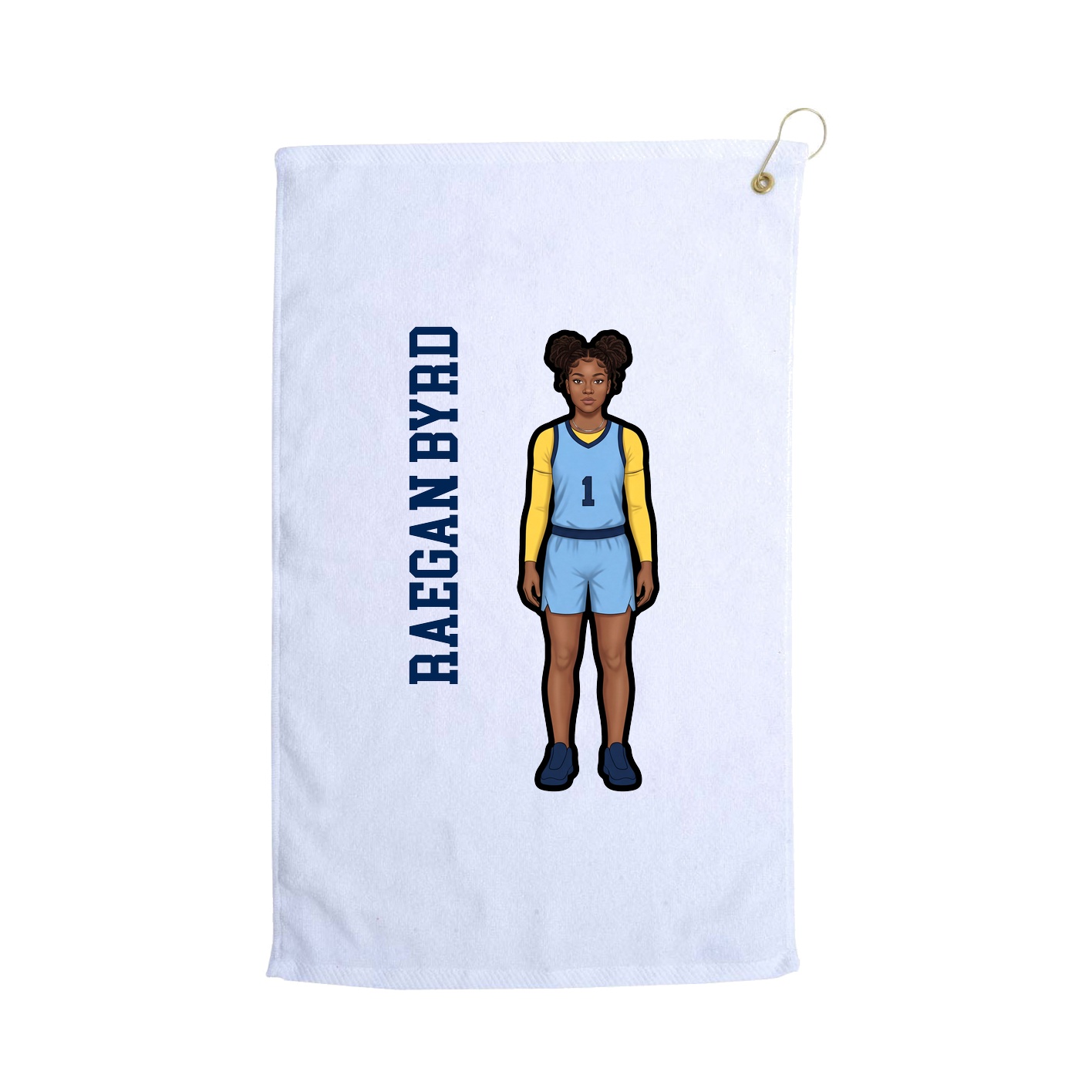 Golf Towel — Name Vertical in White