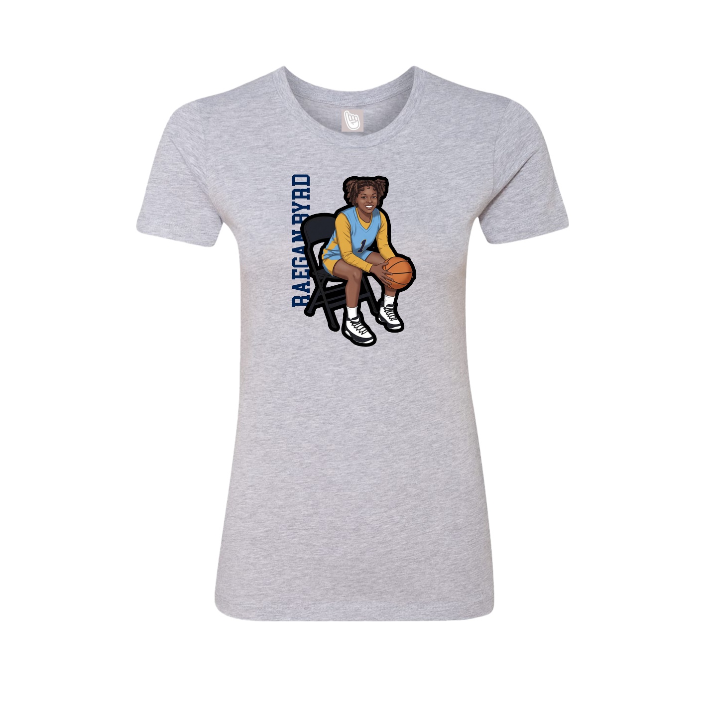 Fitted Women's Tee — Name Vertical in Grey
