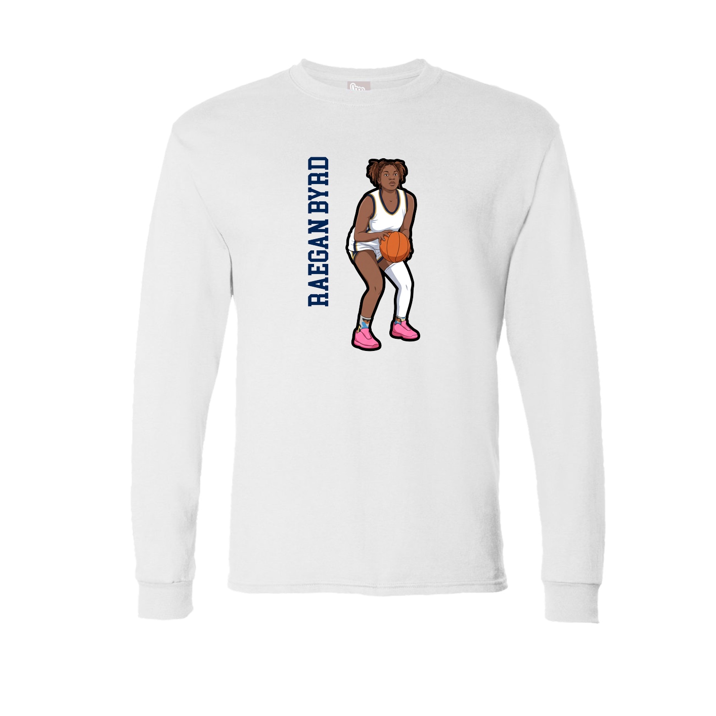Long Sleeve Tee — Name Vertical in White