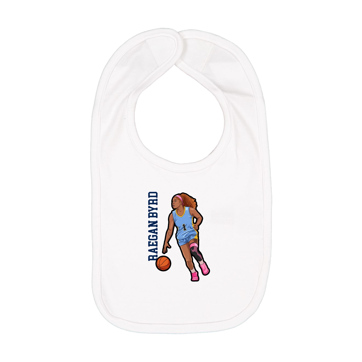Infant Bib — Name Vertical in White