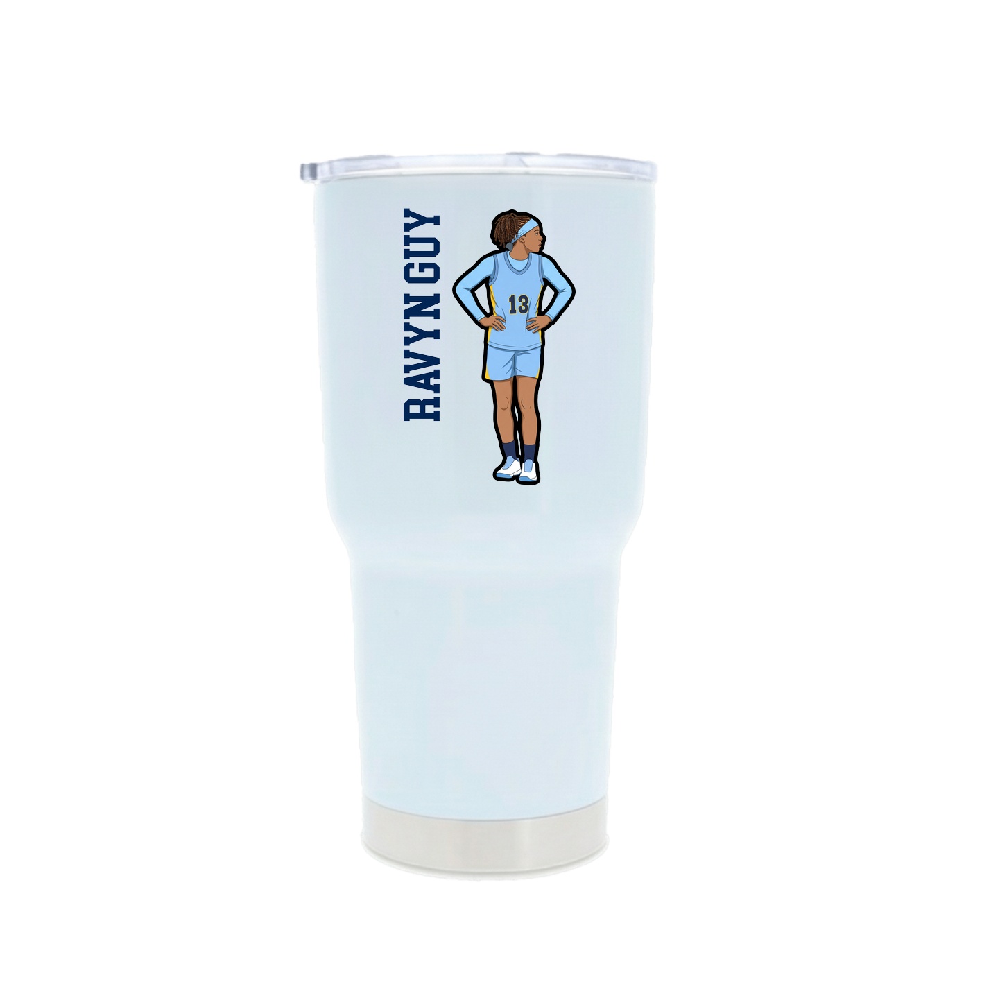 30oz Stainless Steel Tumbler — Name Vertical in White