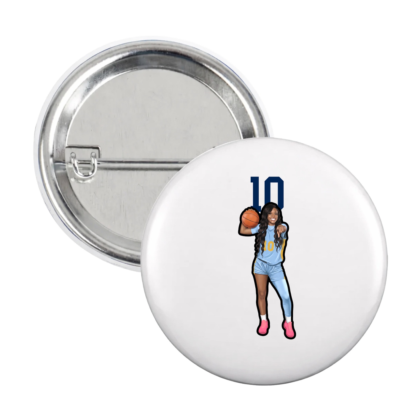 Game Day Button — Number Top in White