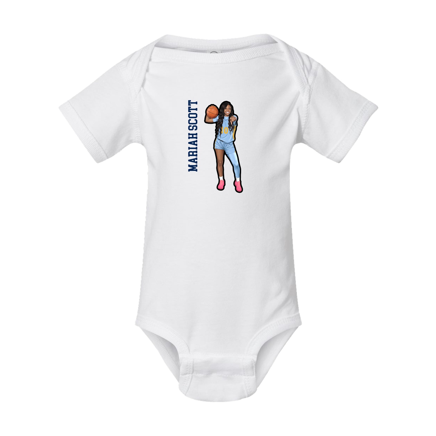 Baby Onesie — Name Vertical in White