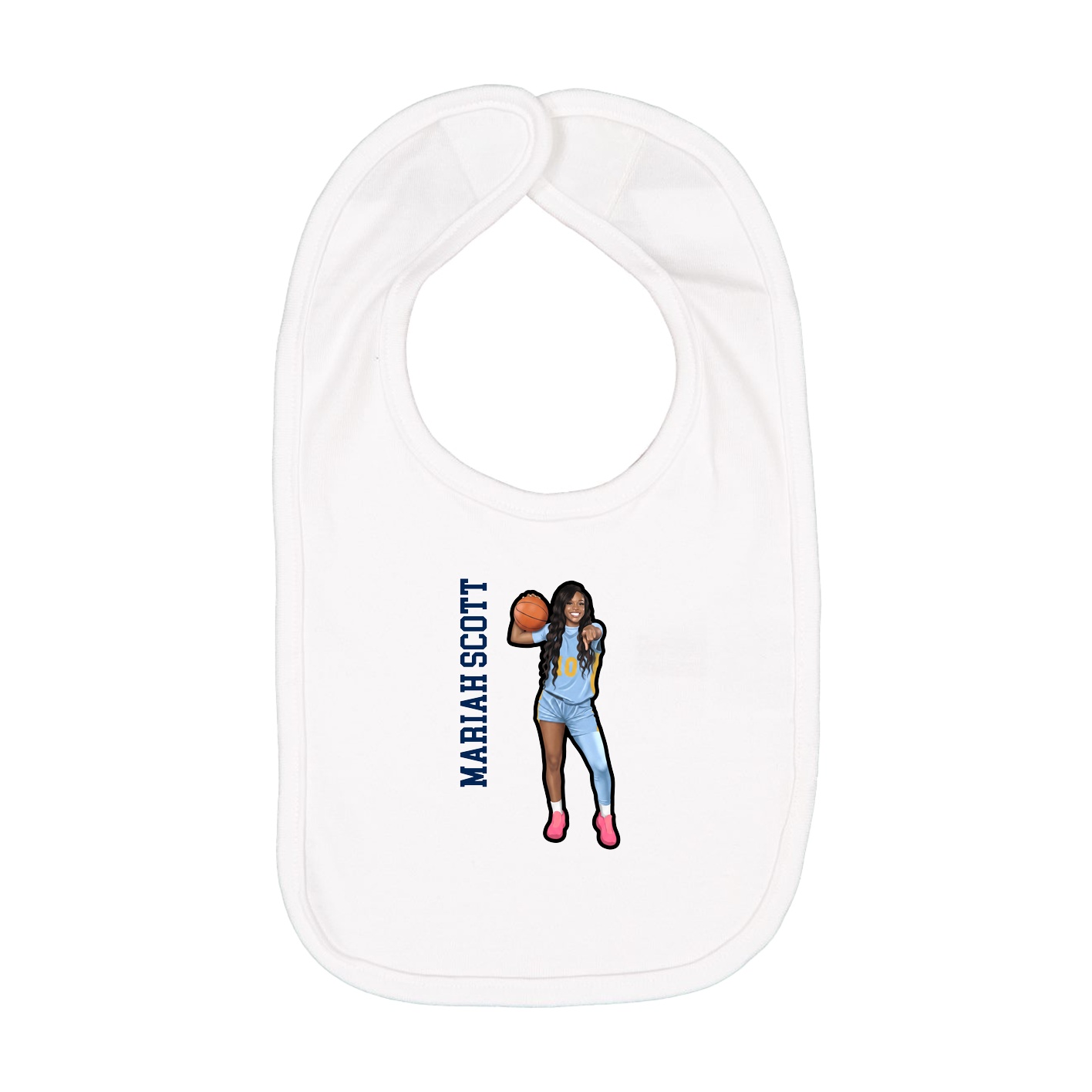 Infant Bib — Name Vertical in White