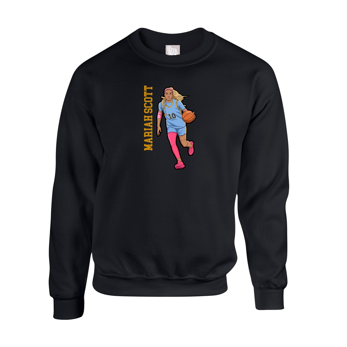 Fleece Crew — Name Vertical in Black
