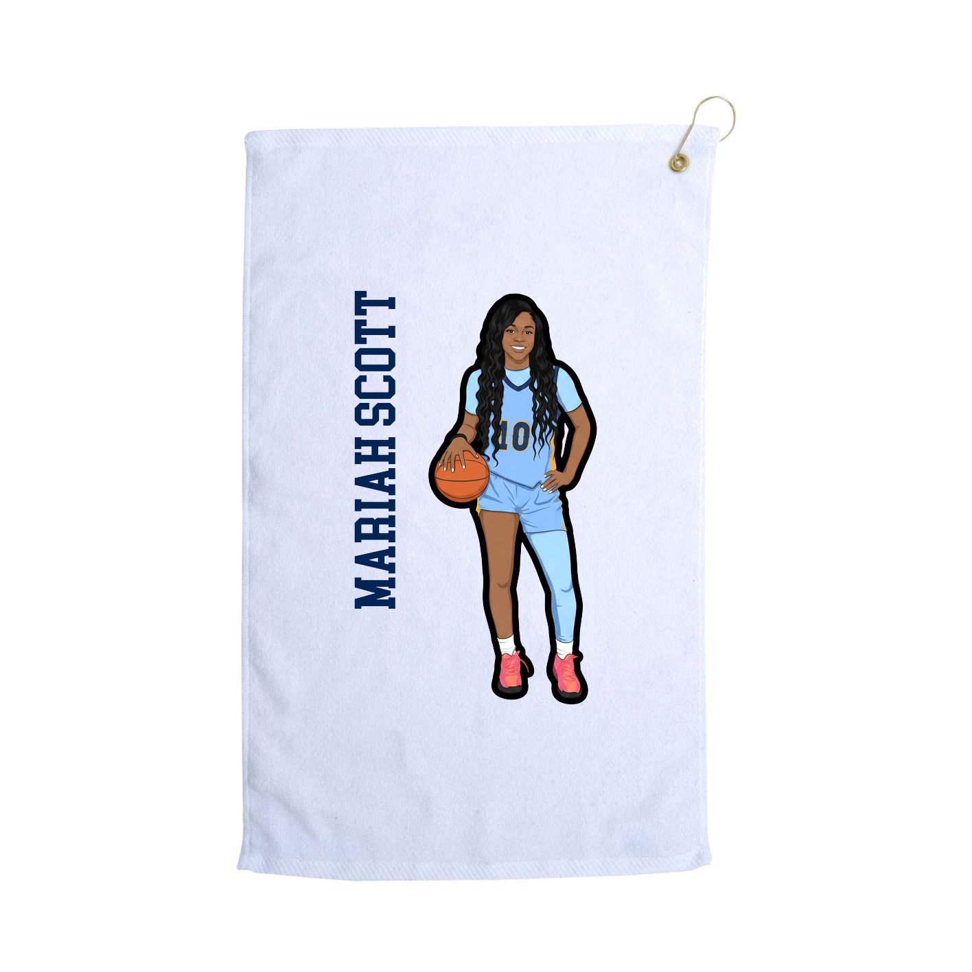 Golf Towel — Name Vertical in White