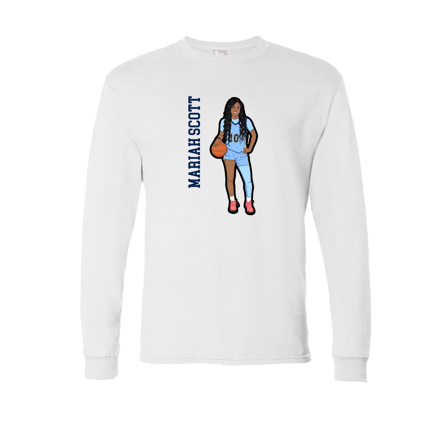 Long Sleeve Tee — Name Vertical in White