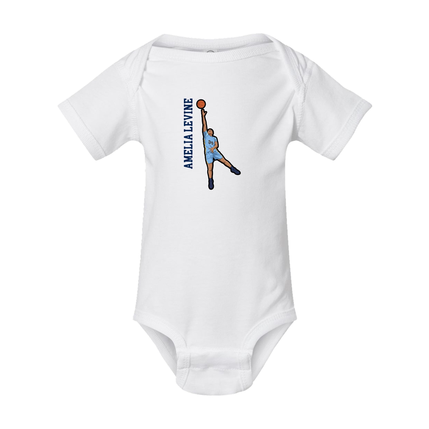 Baby Onesie — Name Vertical in White