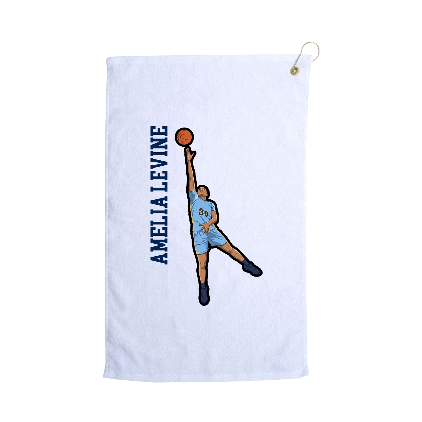 Golf Towel — Name Vertical in White