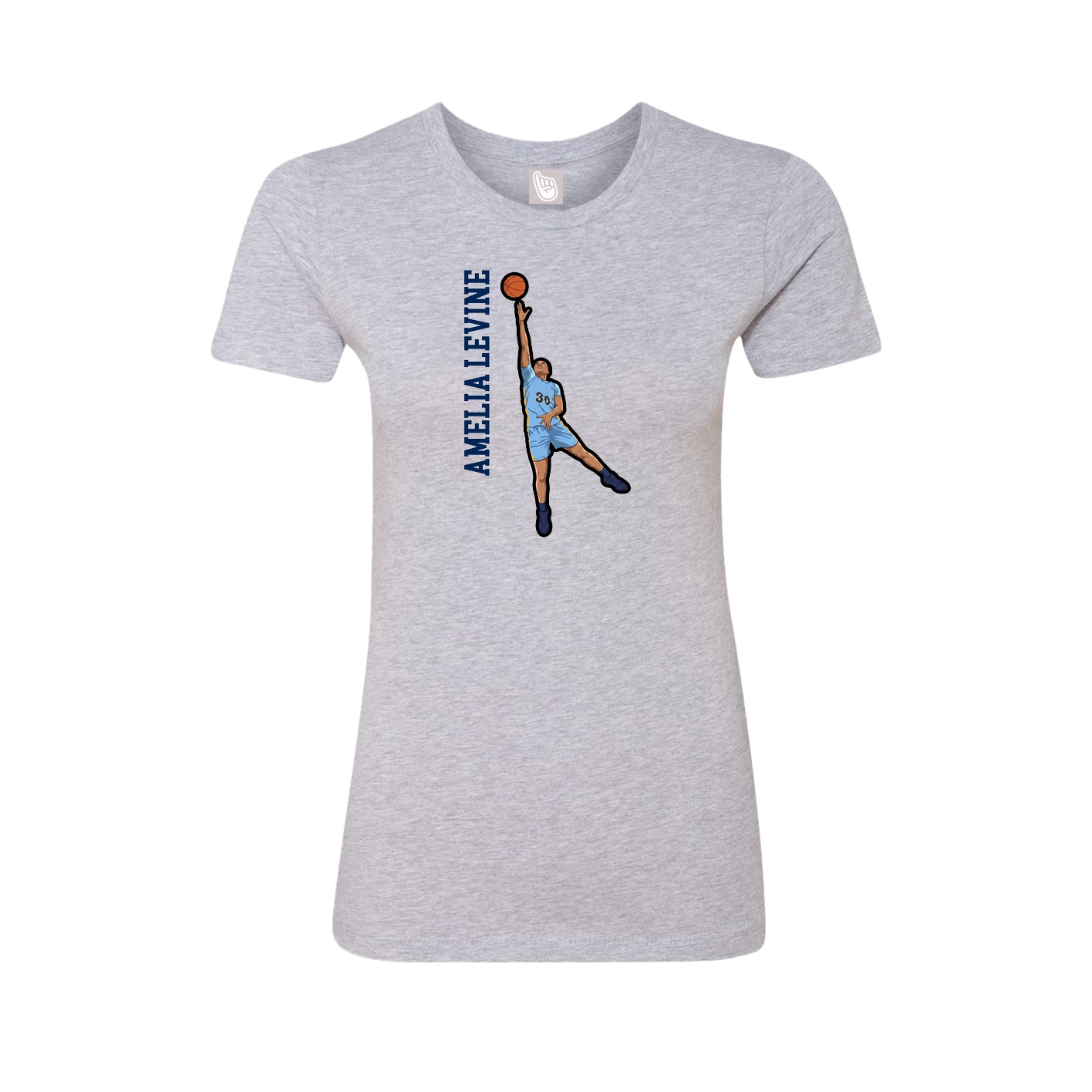 Womens Tee — Name Vertical in Grey