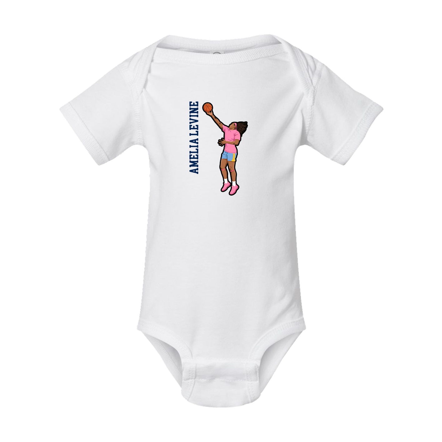 Baby Onesie — Name Vertical in White
