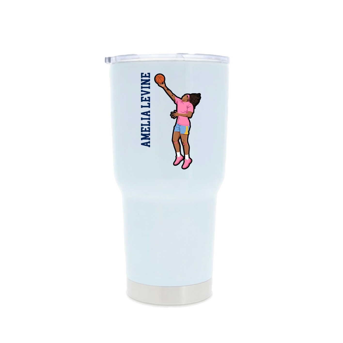 30oz Stainless Steel Tumbler — Name Vertical in White