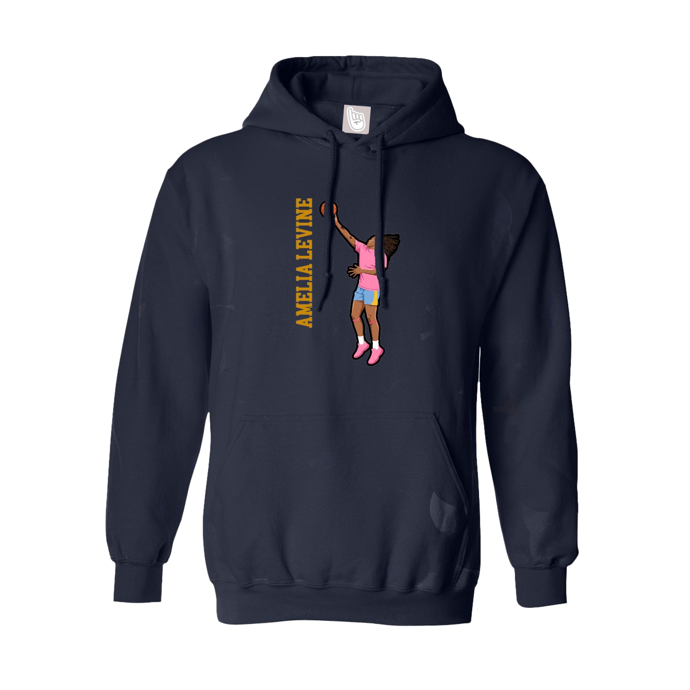 Hoodie — Name Vertical in Navy