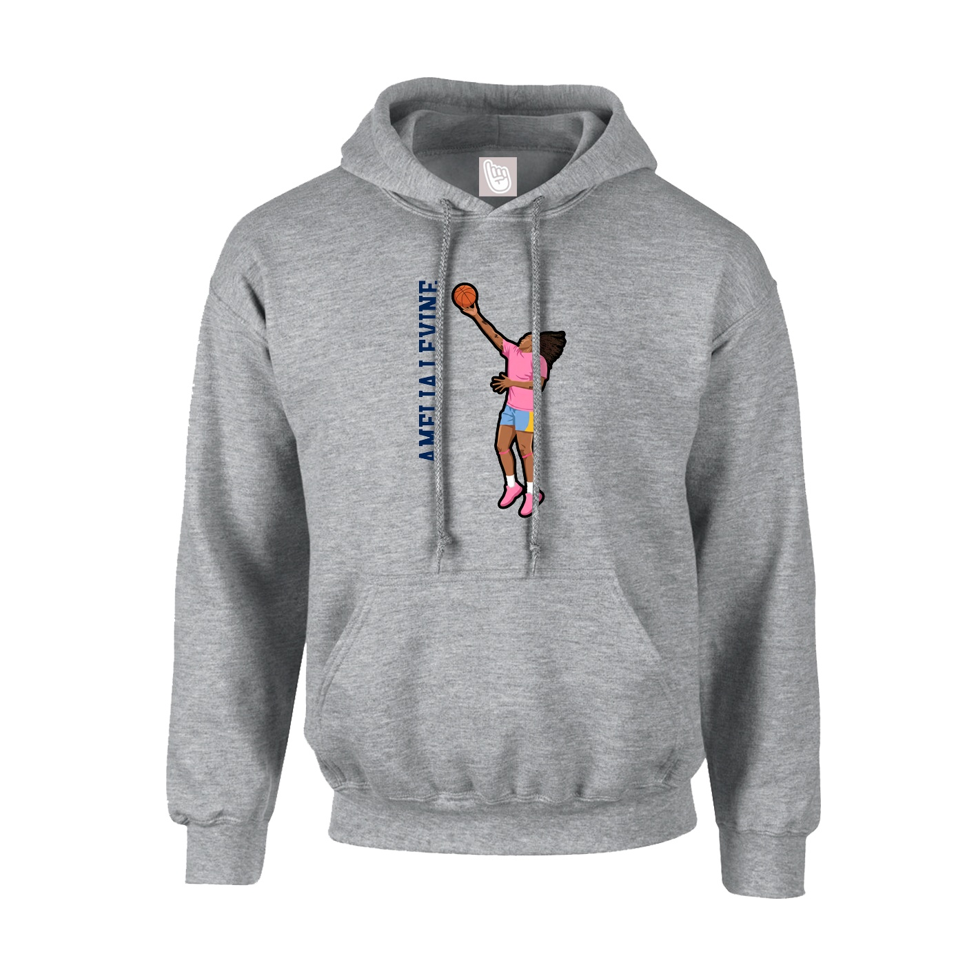Youth Hoodie — Name Vertical in Grey