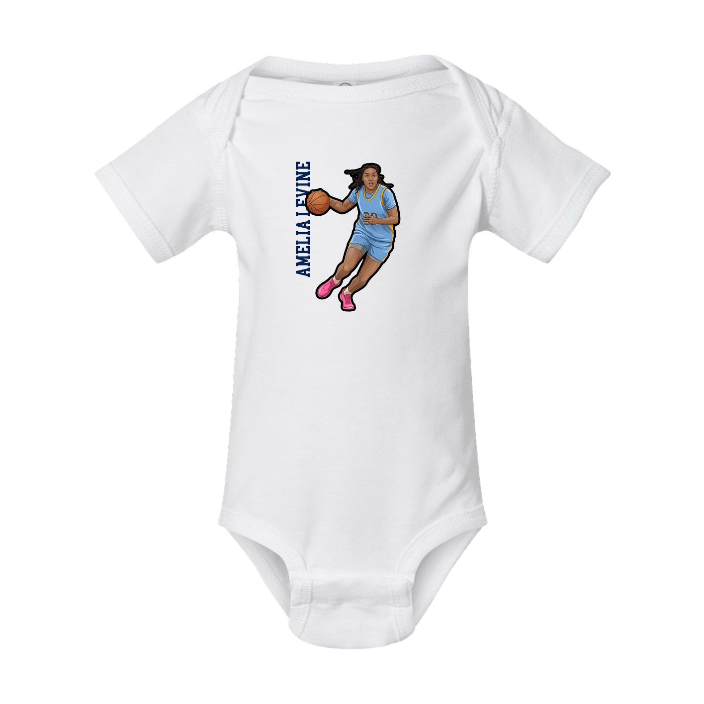 Baby Onesie — Name Vertical in White