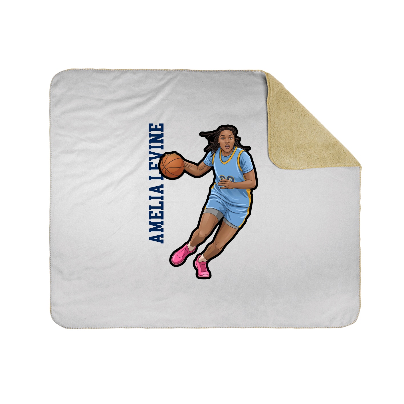 Throw Blanket — Name Vertical in White