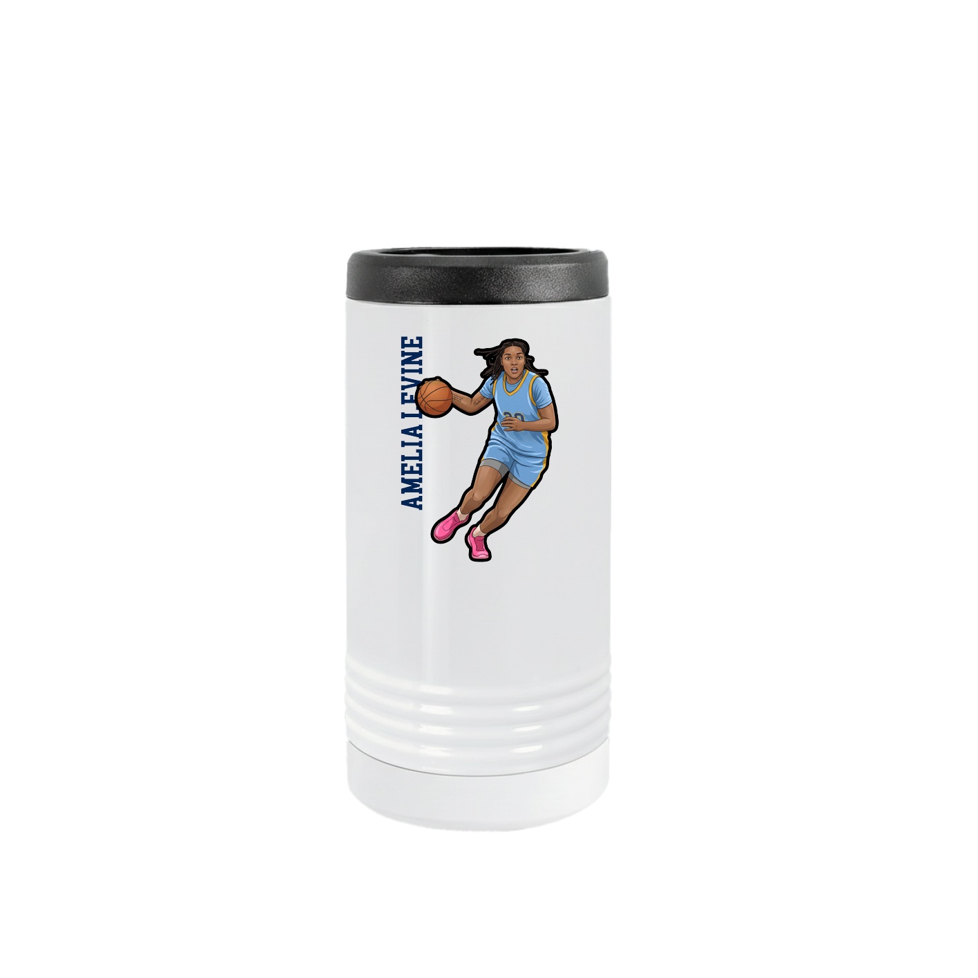 Slim Beverage Holder — Name Vertical in White