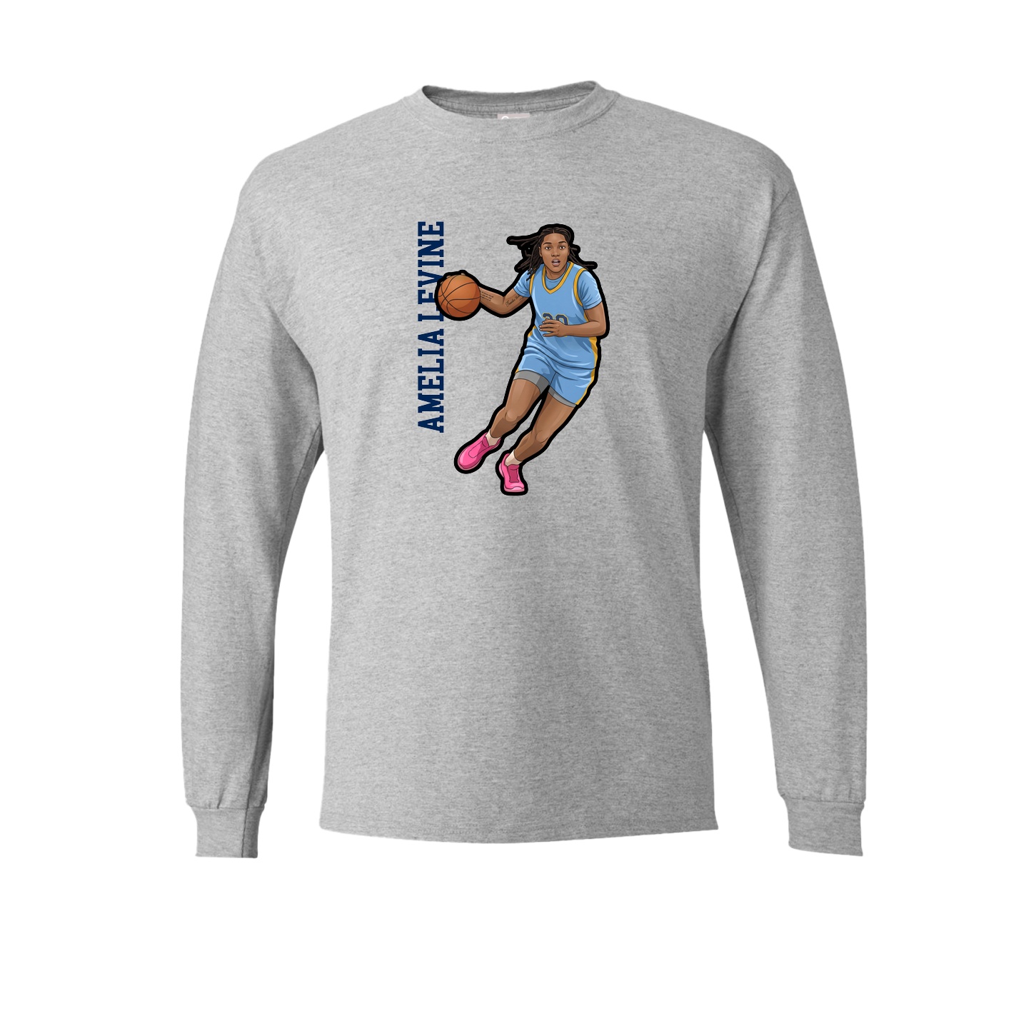 Long Sleeve Tee — Name Vertical in Grey