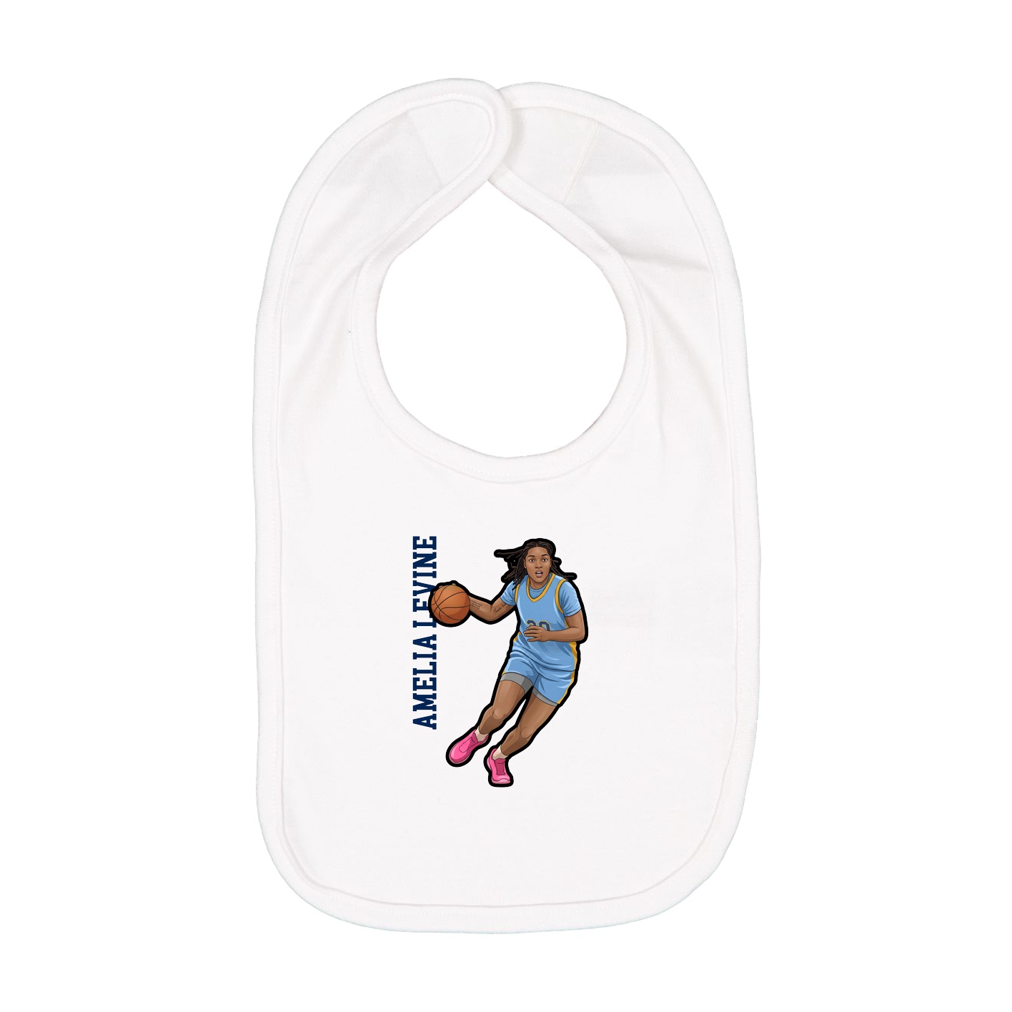 Infant Bib — Name Vertical in White