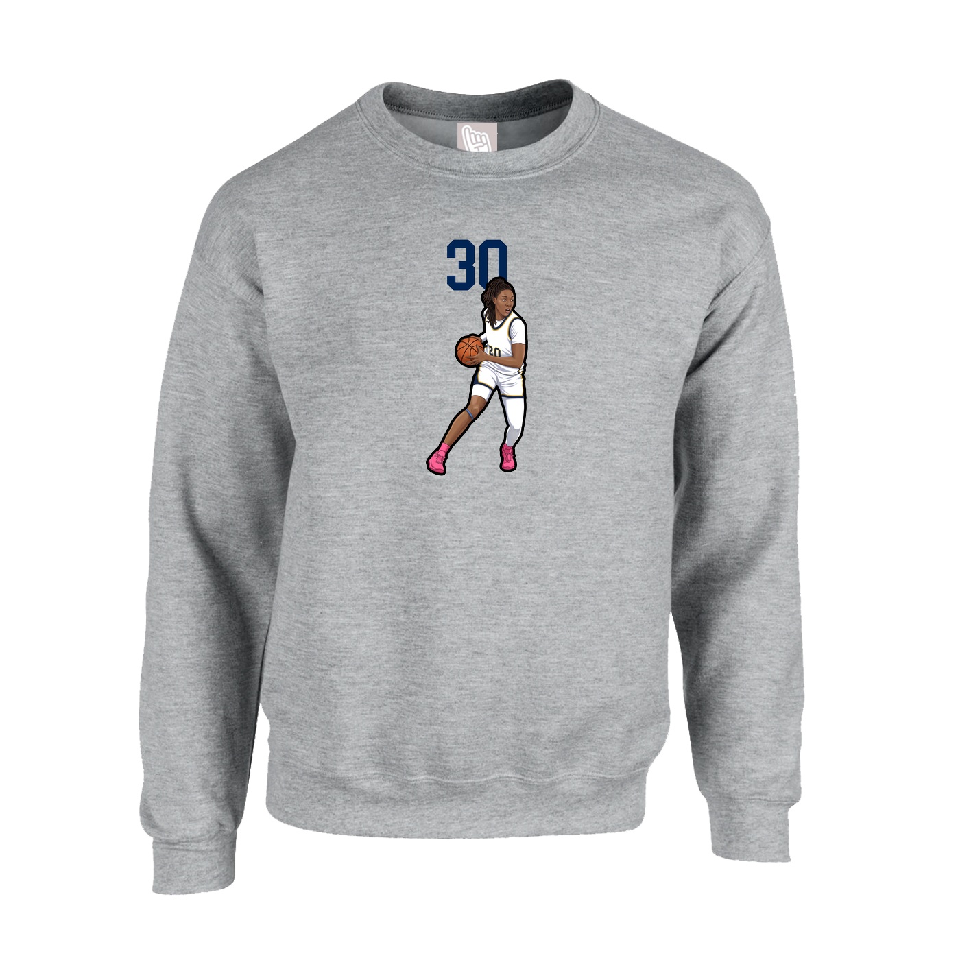 Fleece Crew — Number Top in Grey