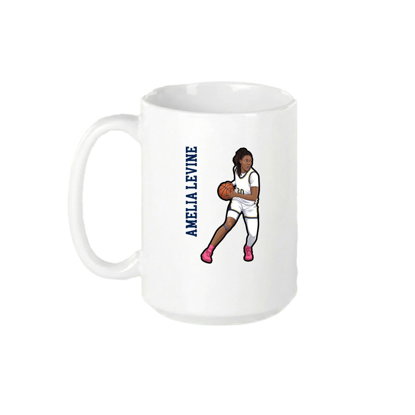 15oz Coffee Mug — Name Vertical in White