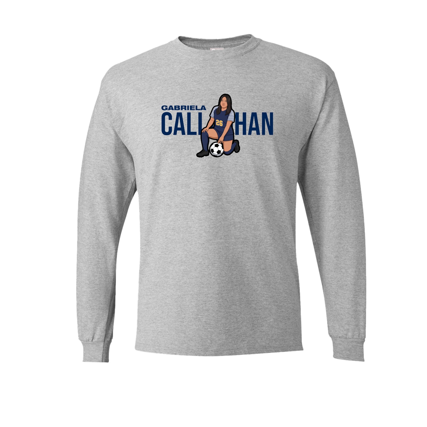 Long Sleeve Tee — Player Name in Grey