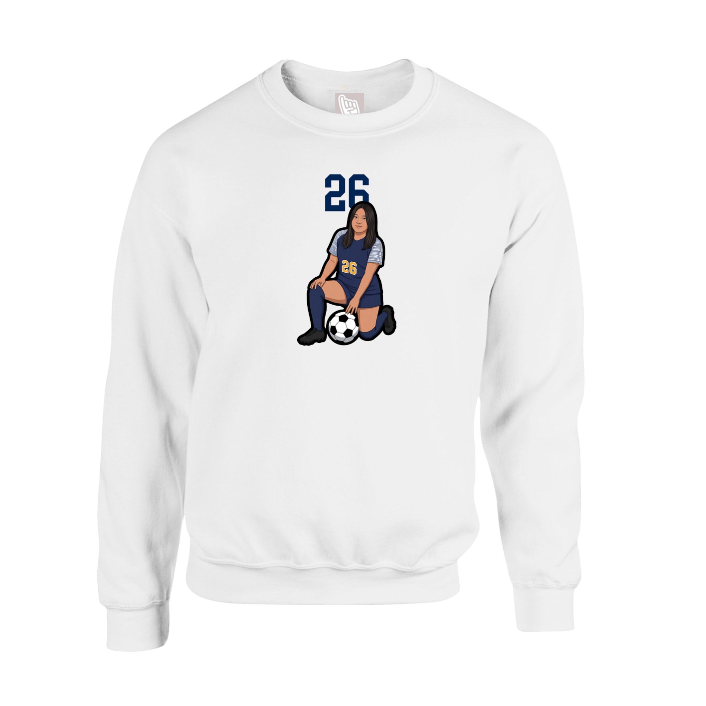 Fleece Crew — Number Top in White