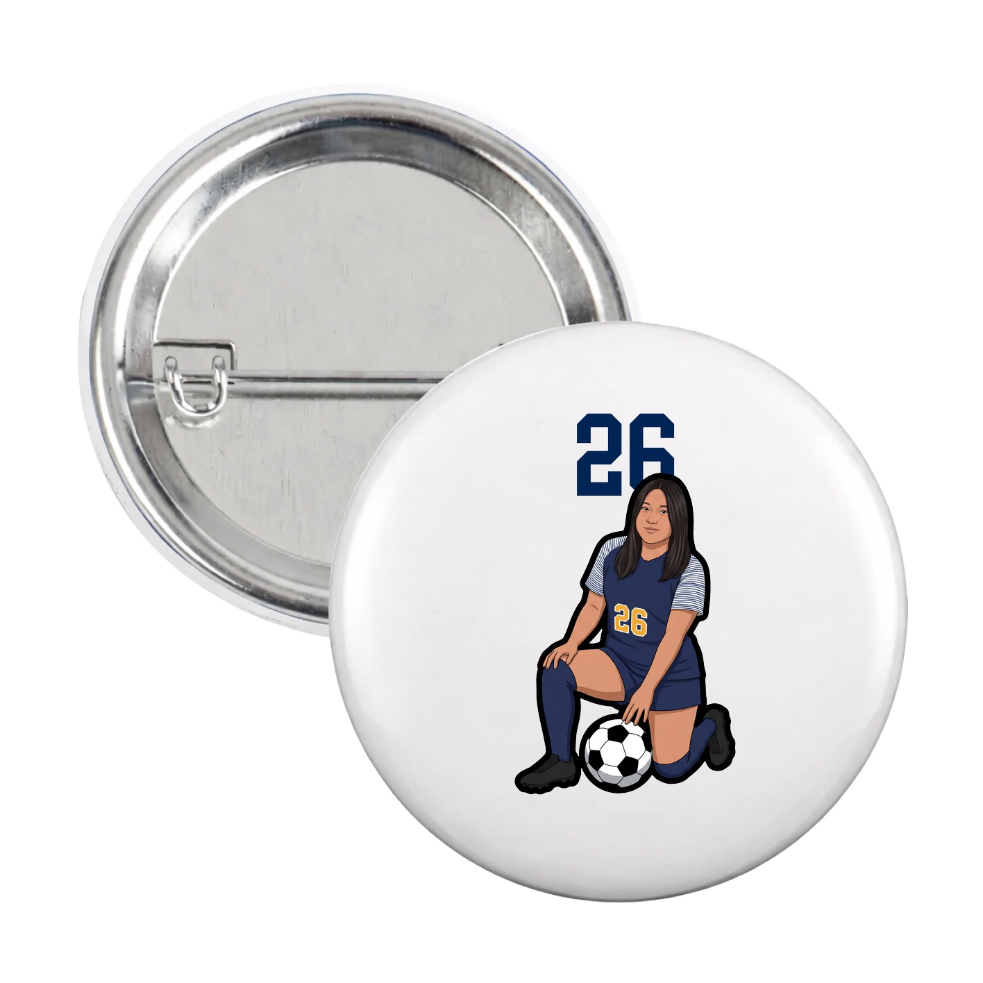 Game Day Button — Number Top in White