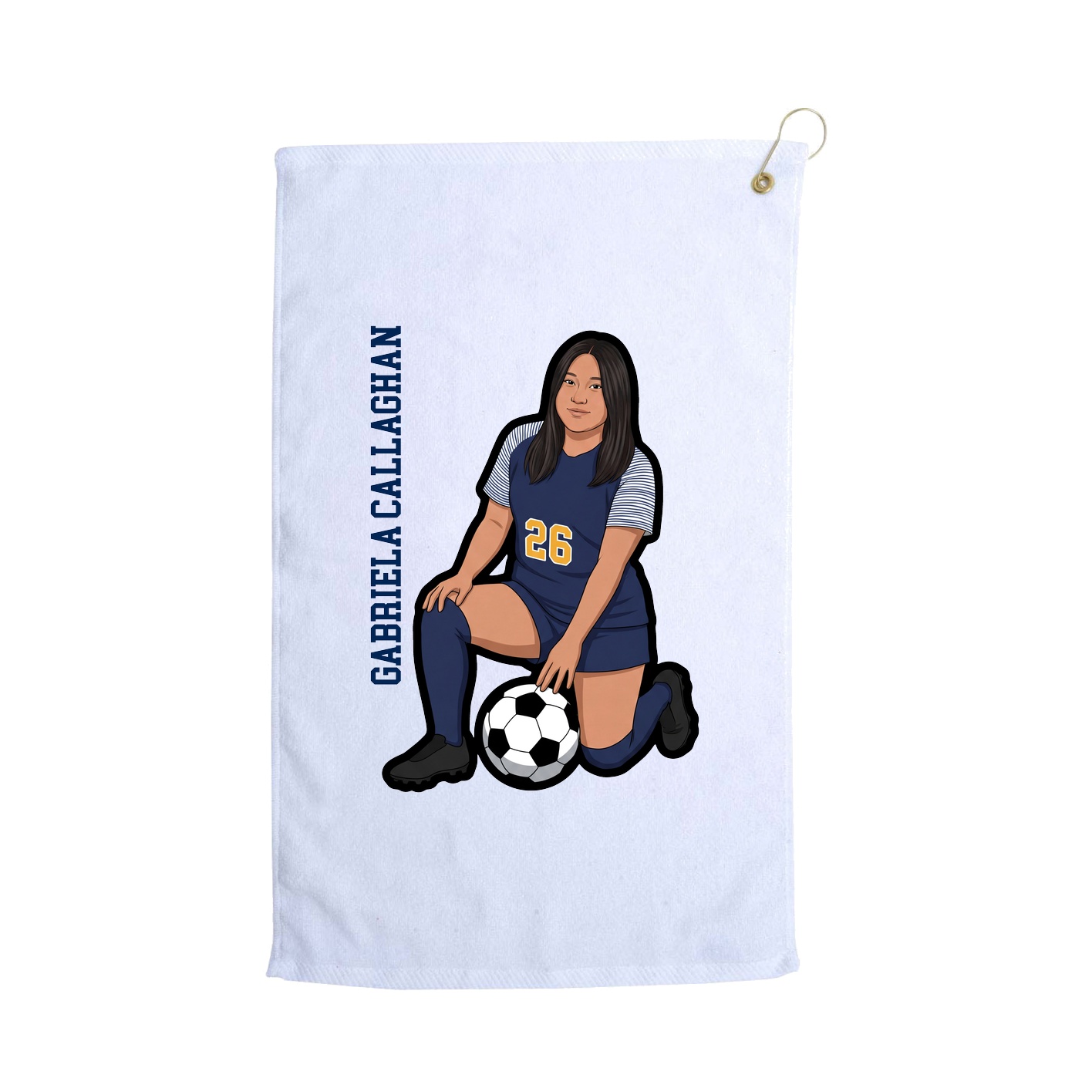 Golf Towel — Name Vertical in White