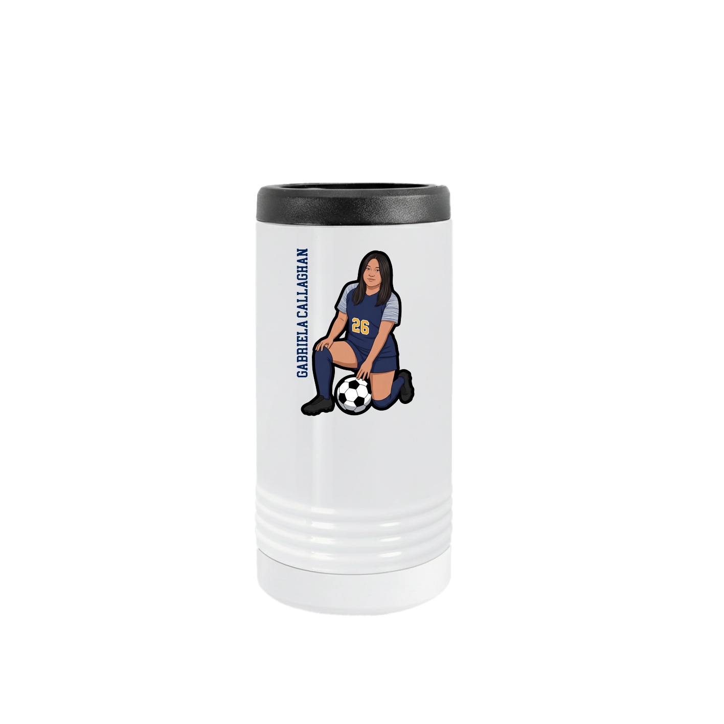 Slim Beverage Holder — Name Vertical in White