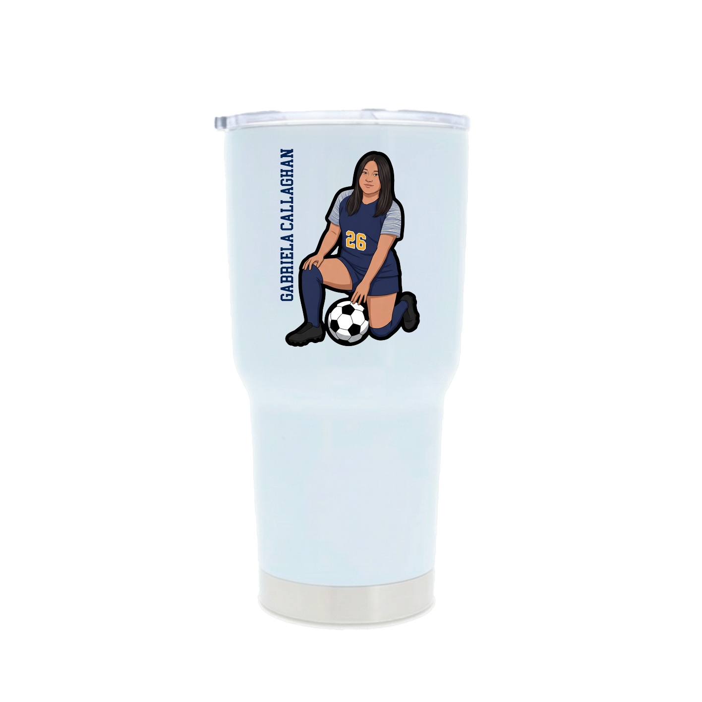 30oz Stainless Steel Tumbler — Name Vertical in White
