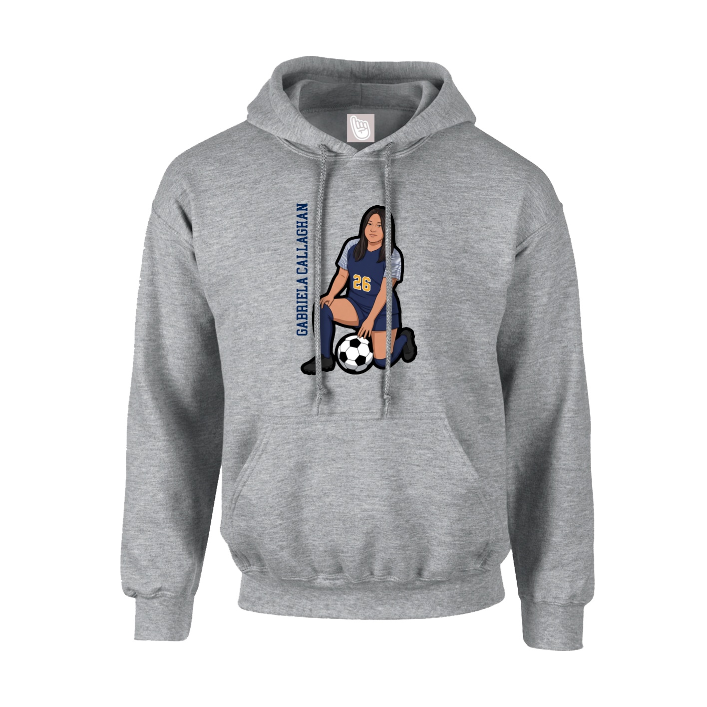 Hoodie — Name Vertical in Grey