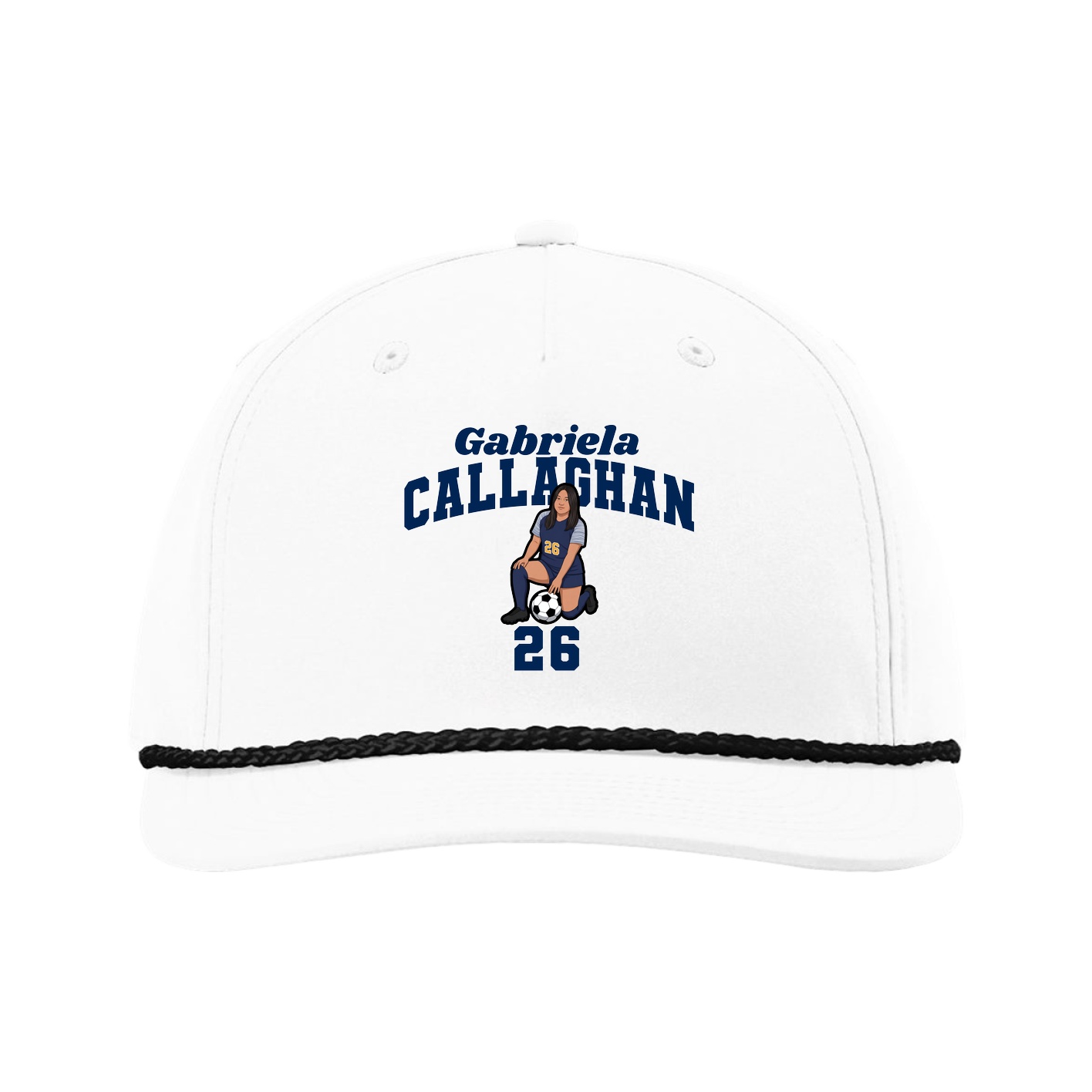 Five-Panel Classic Rope Cap — Signature Arch in White