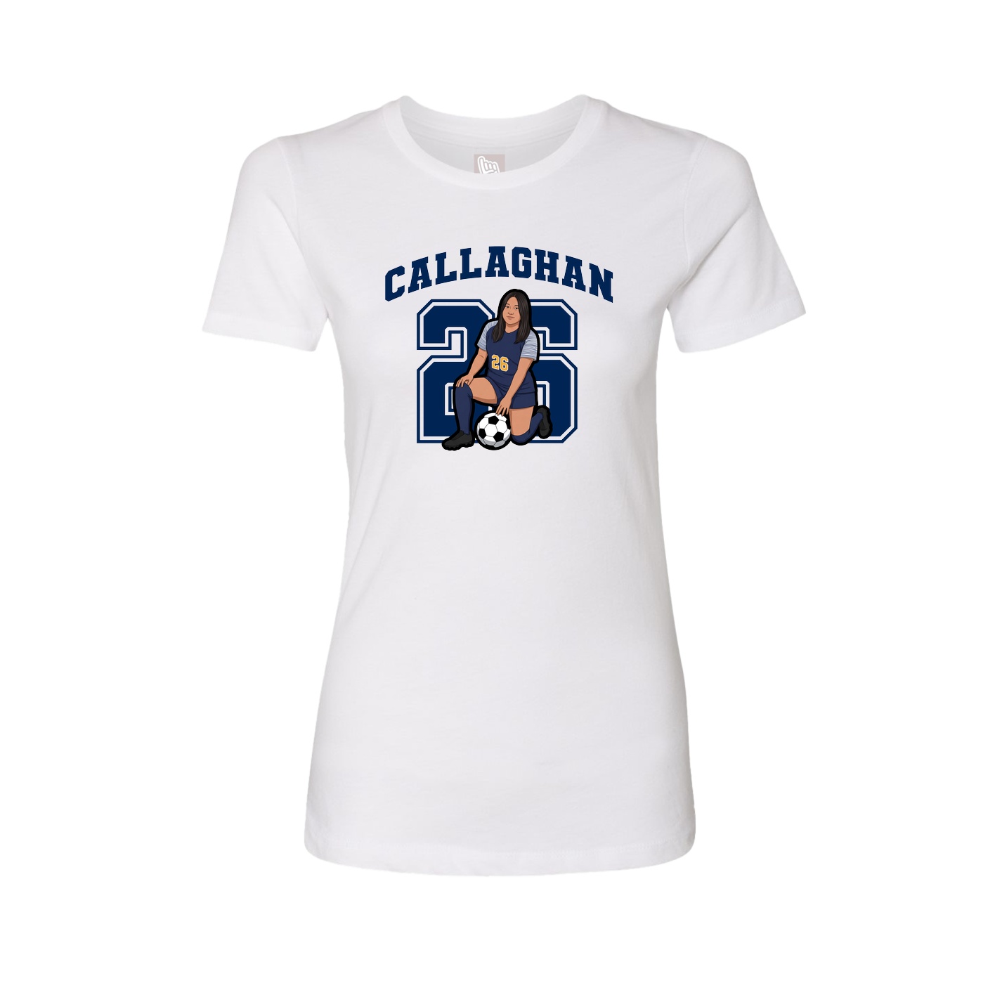 Fitted Women's Tee — Number in White