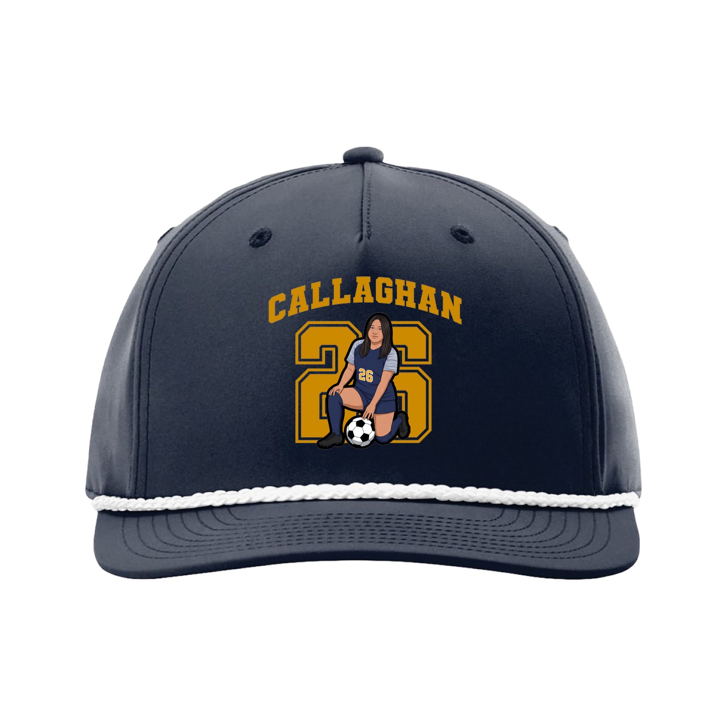 Five-Panel Classic Rope Cap — Number in Navy