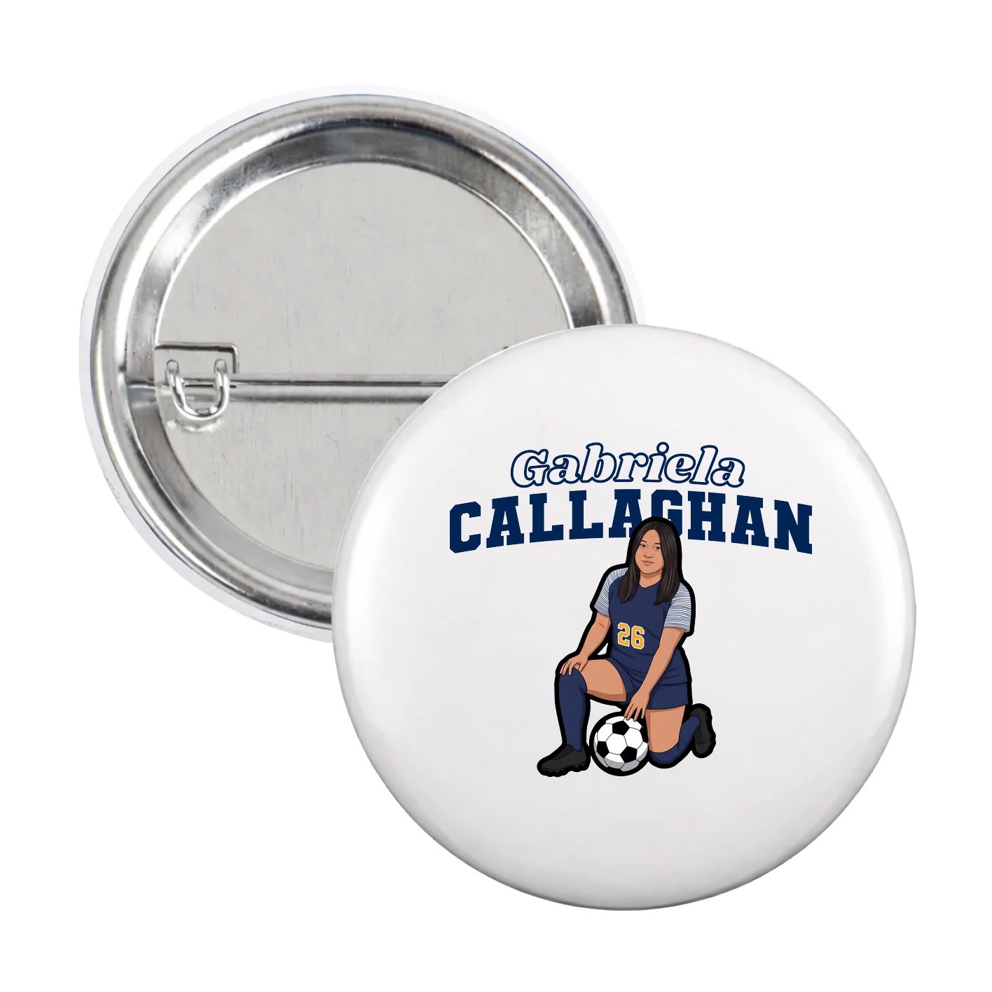 Game Day Button — Name Arch in White