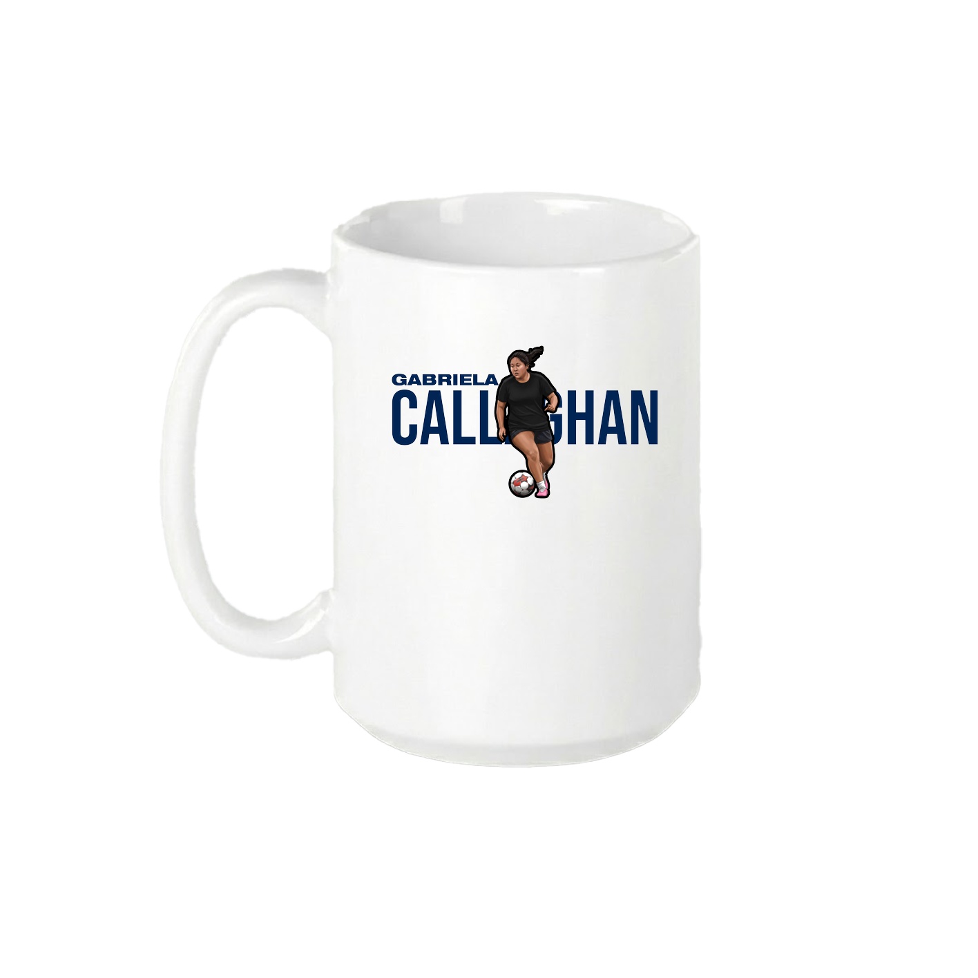 15oz Coffee Mug — Player Name in White