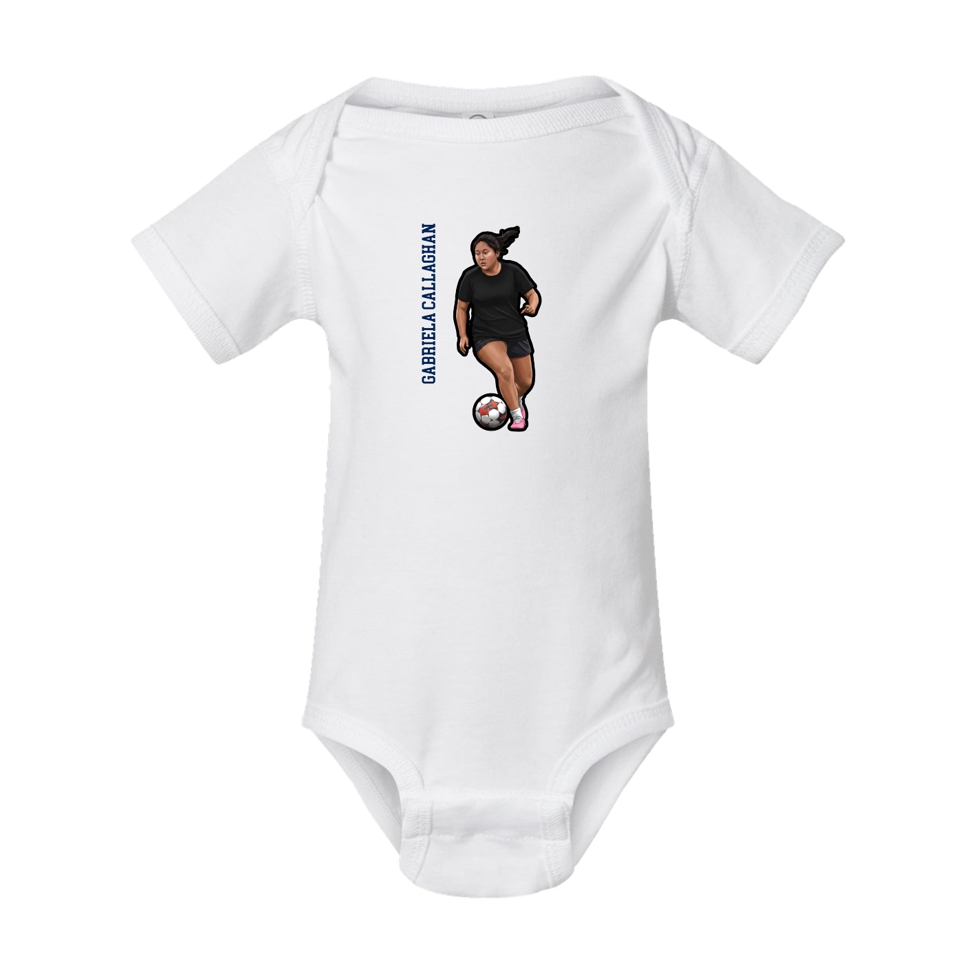 Baby Onesie — Name Vertical in White