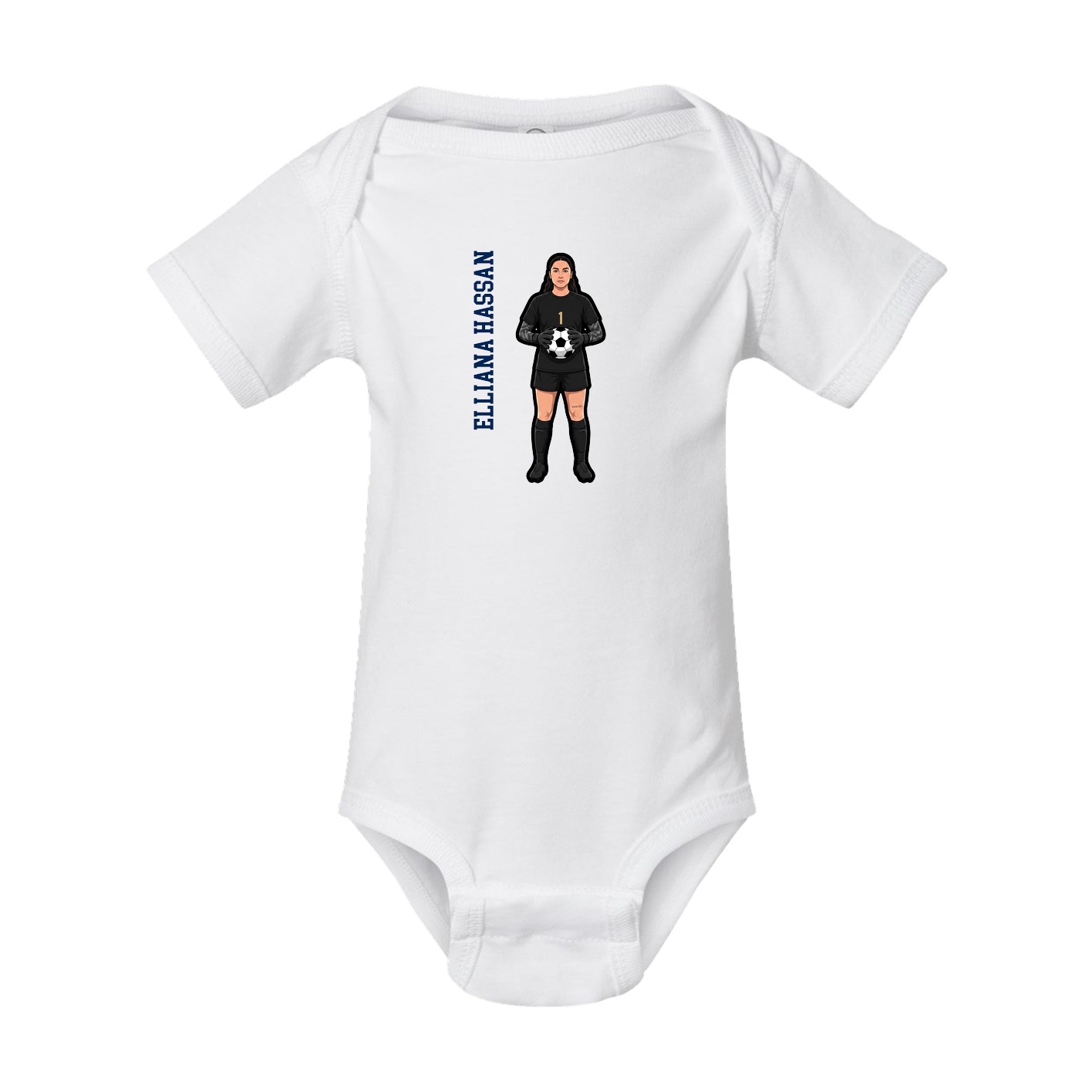 Baby Onesie — Name Vertical in White