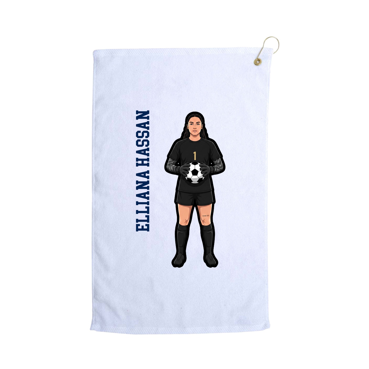 Golf Towel — Name Vertical in White