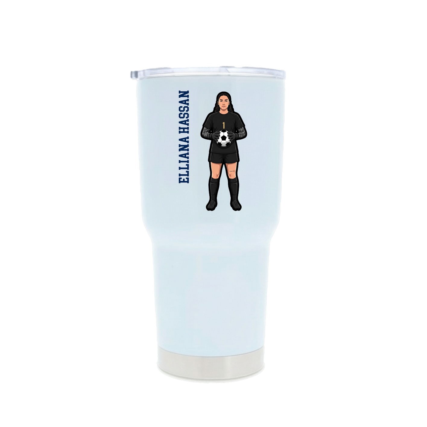 30oz Stainless Steel Tumbler — Name Vertical in White