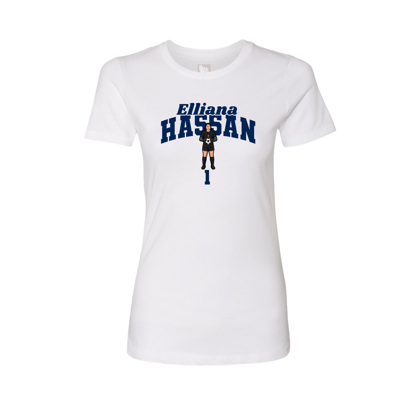 Fitted Women's Tee — Signature Arch in White
