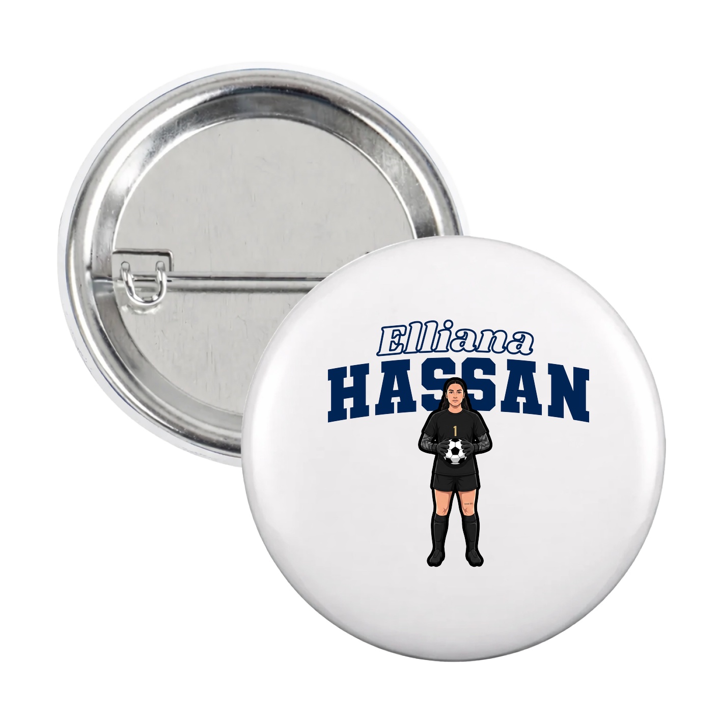 Game Day Button — Name Arch in White