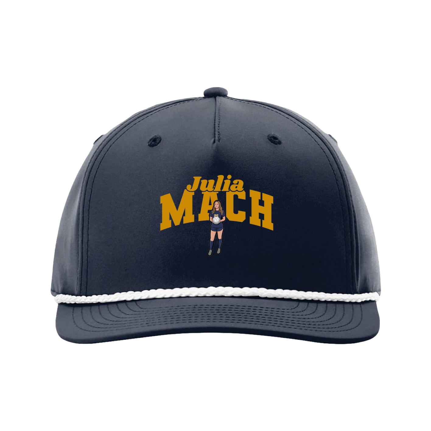 Five-Panel Classic Rope Cap — Signature Arch in Navy