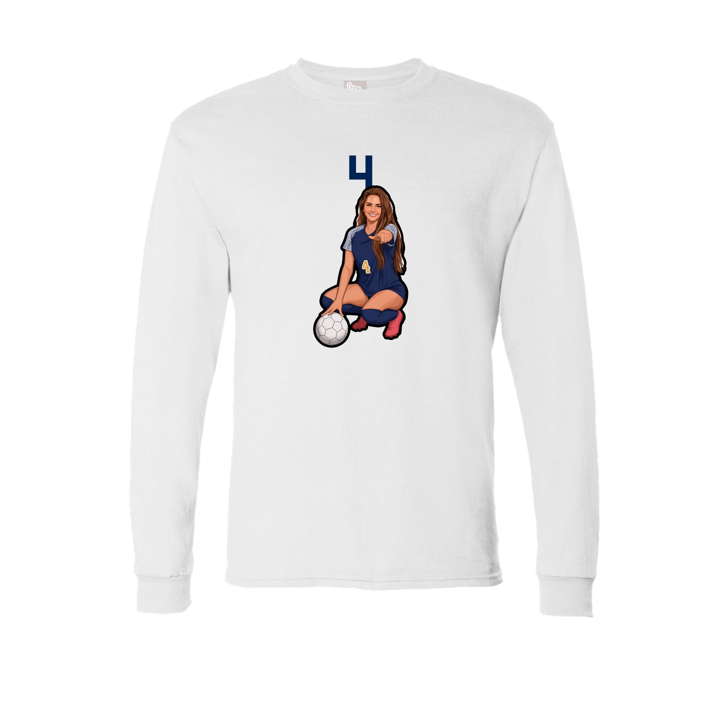 Long Sleeve Tee — Number Top in White