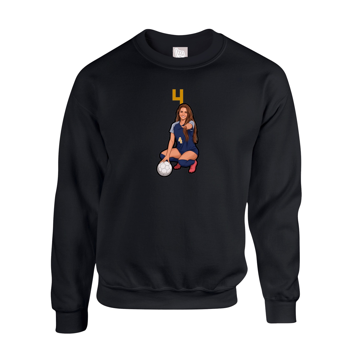 Fleece Crew — Number Top in Black